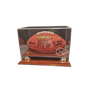   Chiefs Wood Finished Acrylic with Gold Risers Football Display Case