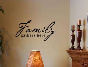 FAMILY GATHERS HERE Vinyl Wall Lettering Quotes Sayings  