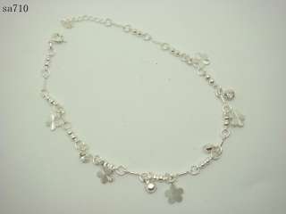 Dangle Bell flower 925 Sterling silver Jewelry Anklet Chain 18cm SA710 