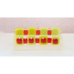   Red Fused Glass Business Card Holder by Janet Foley: Office Products