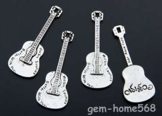 Tibetan Silver 3D Guitar 62mm Pendant Charm X 011  