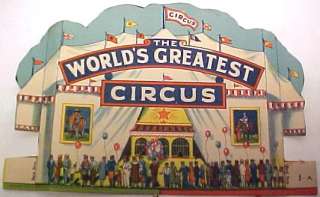 Vintage 1929 WORLDS GREATEST CIRCUS Set Litho Paper Toy  