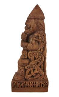 Norse God Thor Wood Finish Statue Thunder Pagan  