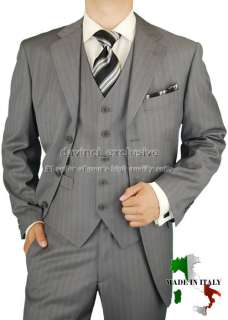 VALENTINO $1896 SUIT WOOL 1484 3 GRAY VESTED 38S  