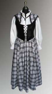 Traditional Scottish Tartan Costume No. 1 / Black, White, Size L