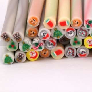 50pcs 3D Nail Art FIMO Christmas Canes Rods Decoration  