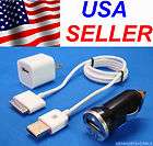 NEW USB CABLE + CAR & WALL CHARGER iPHONE4S iPHONE4 iPHONE3GS iPHONE3G 