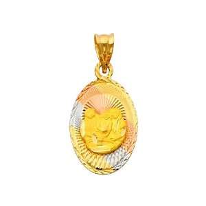  Gold Dia Cut Religious Baptism Stamp Charm Pendant: The World Jewelry