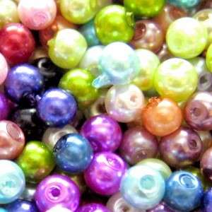 4Sizes 8mm 6mm 4mm 3mm Mixed Round Faux Glass Pearl charms Spacer 