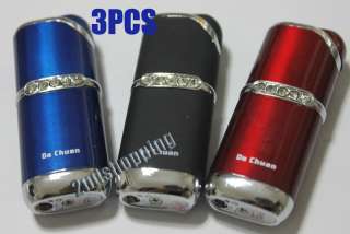 3PCS/LOT Mini Butane Jet Lighter with Silver Diamonds  