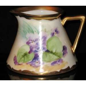   Creamer Handpainted with Violets and Gold Trim, c1905 