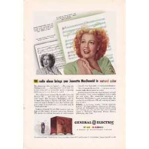 1945 GE FM Radio NBC Jean MacDonald in Natural Color Original Vintage 