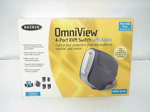 NEW Belkin Omniview 4 port KVM Switch with Audio SOHO series 