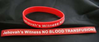 Jehovahs Witness NO BLOOD TRANSFUSIONS Wristband  