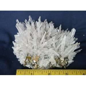 Iron Pyrite on Quartz Crystal Cluster, 8.37.3