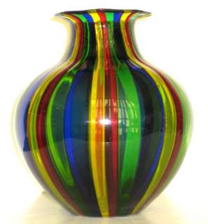 Murano Canne Glass Vase Retailed by Oggetti c1980  