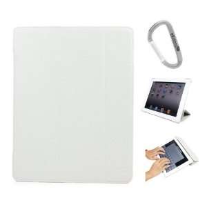 White Tri Pad Couture Wallet Cover Case for Apple iPad 2, new iPad 4G 
