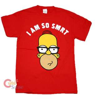 Simpson Family Homer T Shirts Im SO SMART Red (5 size)  