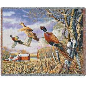   High Field Flush Pheasant Tapestry Afghan Throw