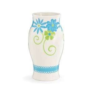   Swatches of Spring Flower Vase Ceramic Blue Floral