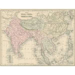   1871 Antique Map of India, China, Tibet & Corea