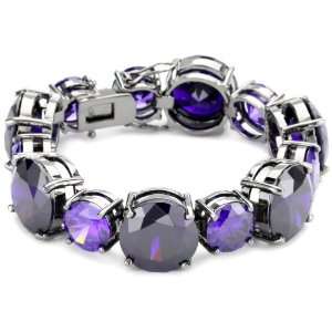   nOir Classic CZ Purple Stone Cocktail Statement Bracelet Jewelry