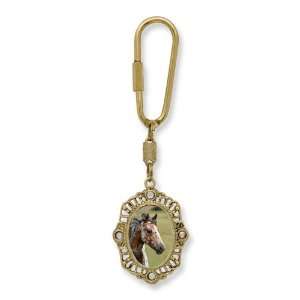   : Gold tone and Purple Crystal Oval Appaloosa Horse Key Fob: Jewelry
