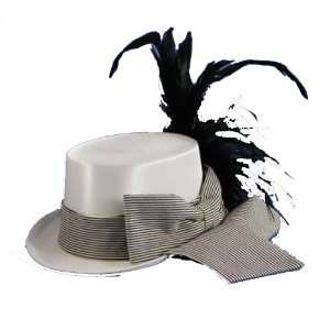  Mini Top Hat in White with Feather 