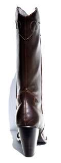 Wild Diva Brown Western Cowboy Heel Womens Long Boots Shoes (Retail $ 