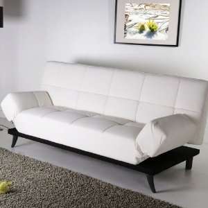   Abbyson Living Plush Leather Convertible Sofa   White: Home & Kitchen