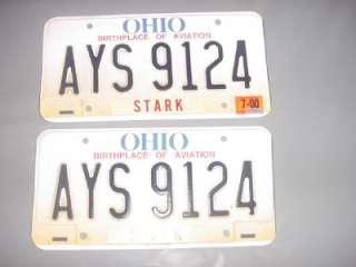 MINT 1998 2001 OHIO Collector License PLATES #AYS 9124  