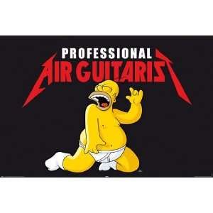 HUGE LAMINATED / ENCAPSULATED TV Cartoon Simpsons Air Guitarist POSTER 
