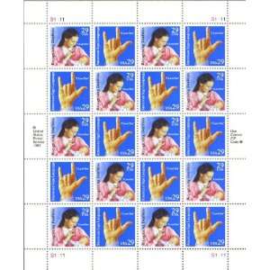  1993 AMERICAN SIGN LANGUAGE #2784a Pane of 20 x 29 cents 