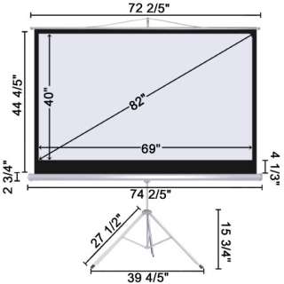 82 Tripod Projector Projection Screen Portable 16:9 Widescreen Home 