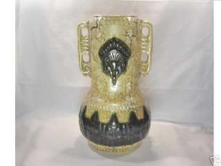 Art Deco Face Mask Vase Czechoslovakia Pottery Handles  
