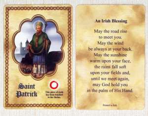 Saint/St Patrick Relic Holy Card Patron of Ireland  