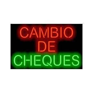  Spanish Check Cashing (Cambio De Cheques) Neon Sign 