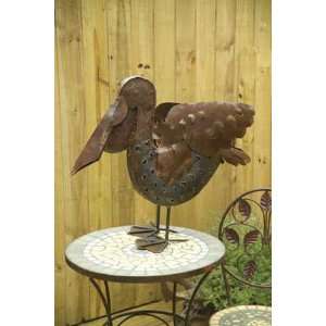  Rustic Iron Pelican Sculpture Patio, Lawn & Garden