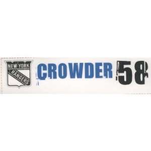  Paul Crowder #58 New York Rangers Game Used Locker Room 