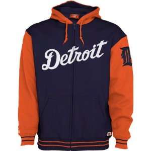   Detroit Tigers Navy Full Zip Hooded Fleece Jacket