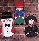 Vtg 80s Patch Press Christmas Sock Toy Soldier pattern stocking Bear 