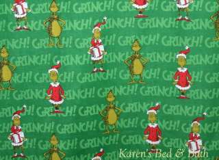   The Grinch Who Stole Christmas Santa Green Red White Curtain Valance
