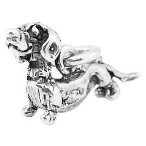   Silver Three Dimensional Miniature Dachshund Weenie Dog Charm Jewelry