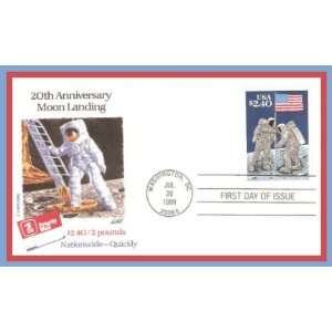   Postage Stamps: $2.40 Moon Landing 20th Anniversary First Day Cover