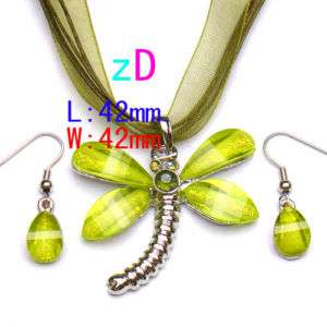 h9024 Dragonfly acrylic gemstone necklace earring set  