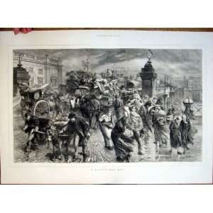  A London May Day Antique Print 1876 What Weather !!: Home 