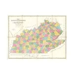 David H. Burr   Map Of Kentucky & Tennessee, 1839 Giclee  