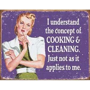    Funny Metal Tin Sign Ephemera Cooking and Cleaning