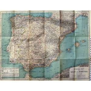   Map 1908 Spain Portugal Ibiza Mallorca Gibraltar Cadiz