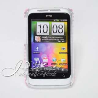 Purple White Bling Case for HTC G13 Wildfire S A510E US  